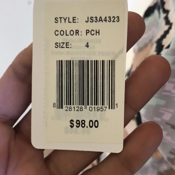 Jessica Simpson SZ 4, peach combo cowl neck dress - Picture 3 of 9